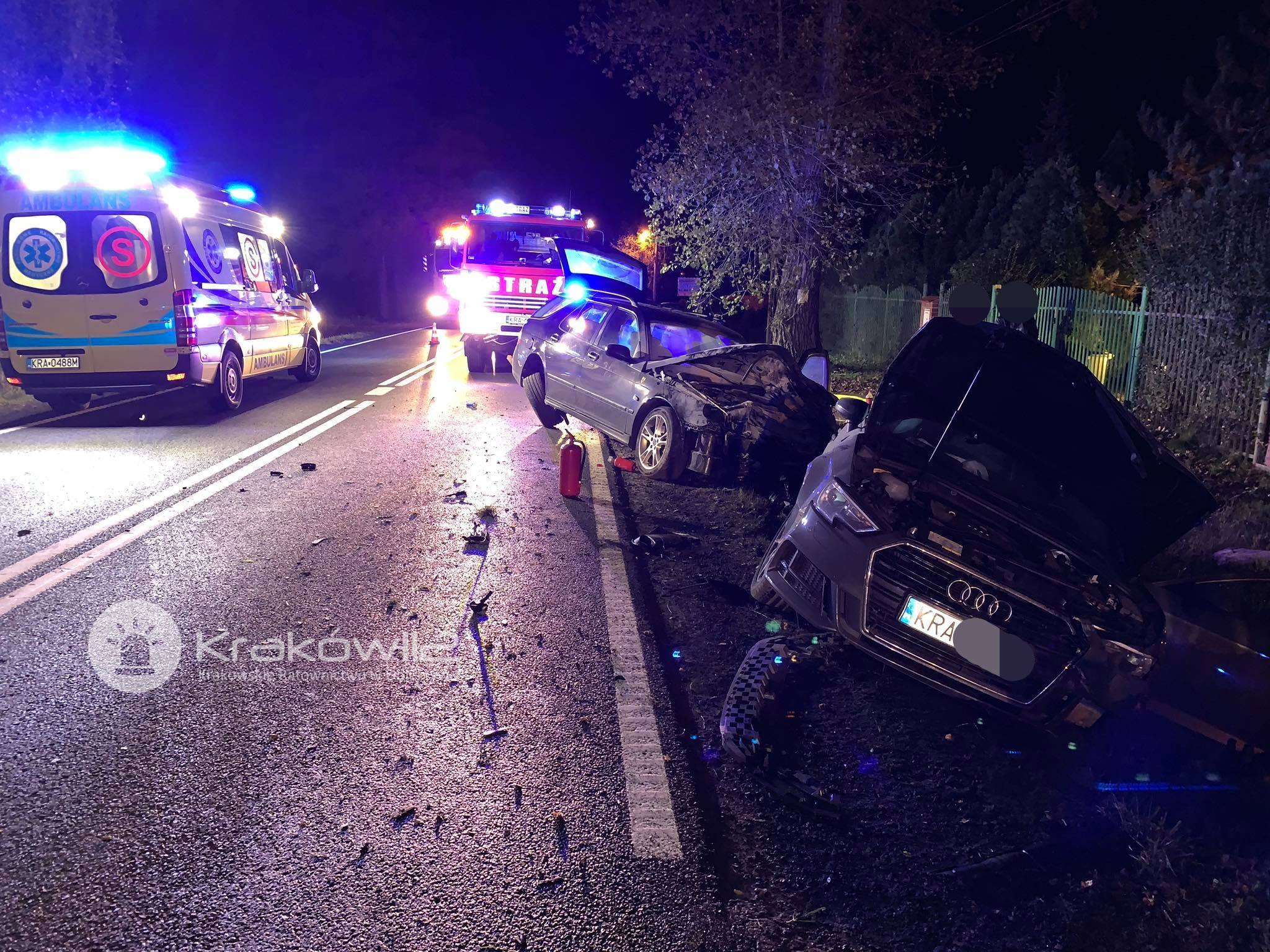 Wypadek w Zelczynie z udziałem trzech samochodów