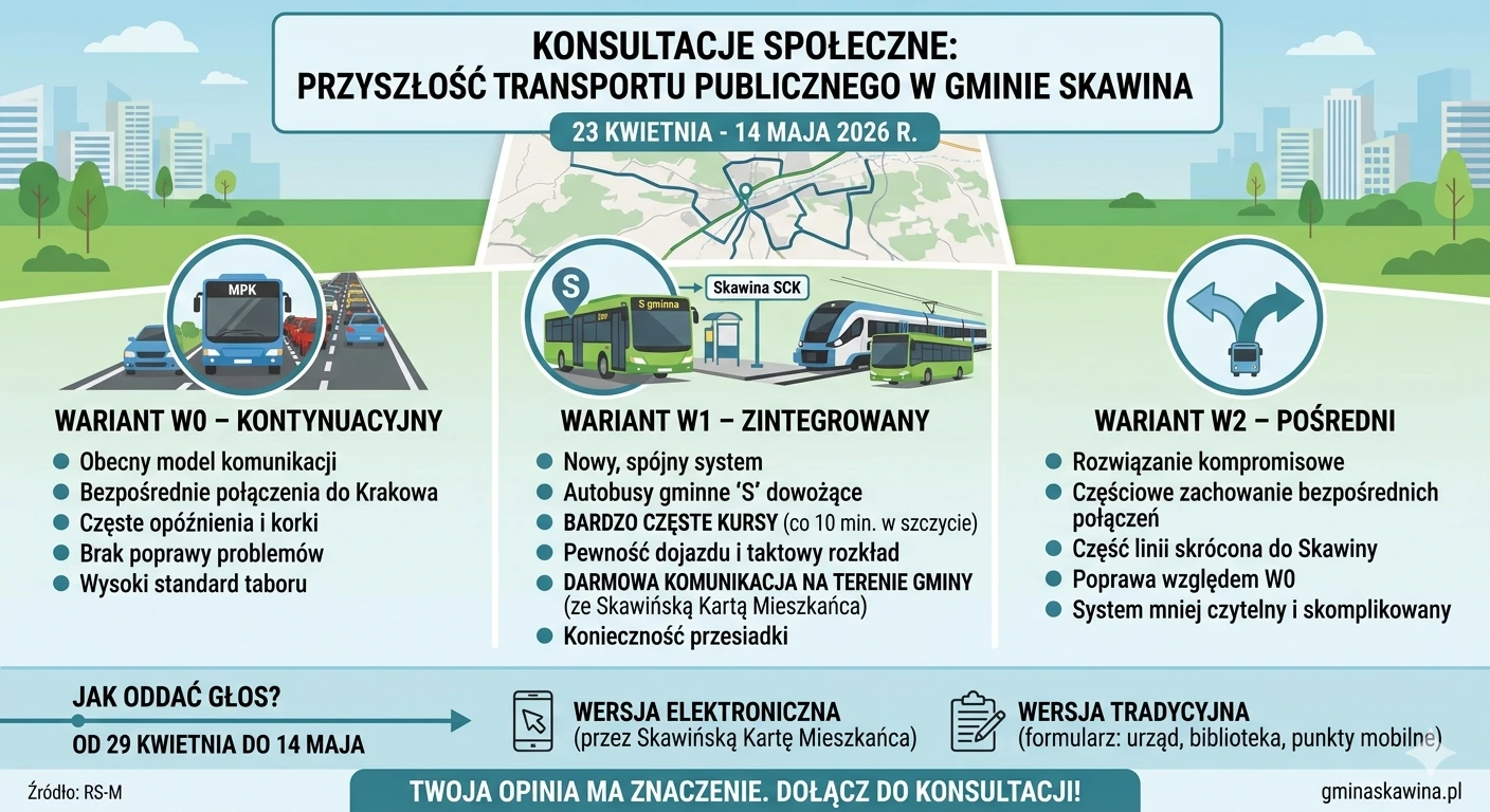 Przyszłość transportu w gminie Skawina: Ruszają kluczowe konsultacje społeczne